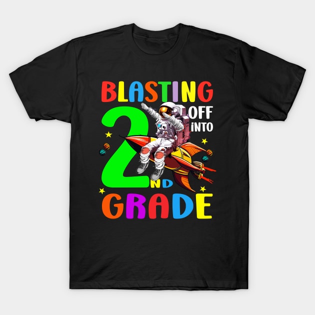 Blasting Off Into 2nd Grade Funny Back To School Boys Kids T-Shirt T-Shirt by AlmaDesigns